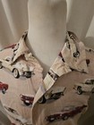 Mens Snap Button-down Camp Shirt Vintage Sports Cars Custom Size Large