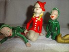 Lot Of 4 Vintage Pixie Elves Green Gold Girl Red Outfit 3 1 2  Ceramic