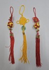 Chinese Knot Tassel Amulet Charm Set Red Yellow Lucky Feng Shui Decor Lot Of 3