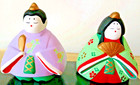 Vtg Pair Japanese Clay Ceramic Dolls  Miniature Handmade Hina Couple Maker Sign