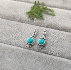 Natural Turquoise Dangle Earrings Genuine 925 Sterling Silver Women Jewelry
