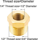 Brass Reducing Hex Bushing 1 2  Npt Male To 1 4  Npt Female Pipe Fitting Reducer