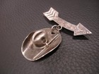 Vintage Navajo Native American Hand Made Sterling Silver Cowboy Hat   Arrow Pin
