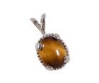 19thc Antique  Tiger   s-eye Pendant Ss Ancient Africa Talisman Warns Of Predators
