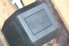 25 - Lb Hex  Dumbbell - Black silver Single