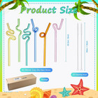 6 Pcs Wavy Glass Straws Reusable Curved Straw Shatter Resistant With 2 Cleaning 