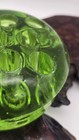 Vintage Uranium Green Glass Flower Frog 11 Hole 3    Glows