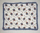 Hand Quilted Blue Jean Teddy Bear Blocks Quilt Baby Blanket Soft Ruffle Edges