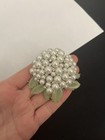 Very Rare Signed Vintage Nolan Miller Pearls Rhinestones Cluster Flower Brooch