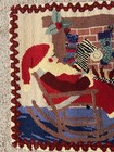 Vintage Large Hand Hooked Rug Christmas Santa Scene 34 5    X 25   