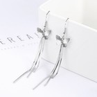 Elegant Women 925 Sterling Silver Jewelry Earrings Carved Butterfly Tassel 2016