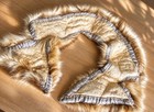 Vintage Real Fur Collar Brown Tan Detachable Coat Accessory Quilted Lining