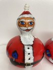 Stunning Vintage Hand Painted Folk Art Santa And Mrs  Claus Pair Christmas Gourd