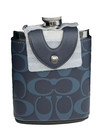 Coach Midnight Navy denim Stainless Steel Flask Signature Embossed Leather New