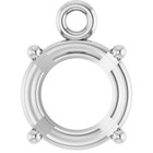 14k White Gold Dangle Mounting Round Cut 4 Prong Basket Designed Setting Usa