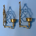 Vintage Brass Ornate Candle Stick Wall Sconces Set Of 2 Mid Century Modern Style