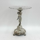 German 800 Art Nouveau Silver And Glass Mounted Figural Centerpiece Tazza C1910