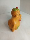Vintage Kitschy Dayglow Paint Chalkware Puppy Dog Figurine 1969 Flower Power 