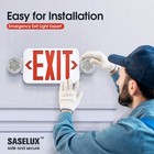 Saselux Red Led Exit Sign Emergency Light Combo Adjustable Two Head Double