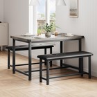 3pcs Dining Table Set For 4  kitchen Table And 2 Upholstered Bench  space Saving