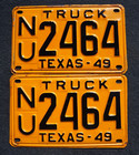 1949 Texas Truck License Plate Plates Pair   Set   2464