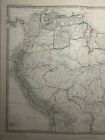 1881 Colombia Brazil Venezuela Peru Large Hand Coloured Antique Map By Johnston