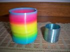 Lot Of 2 Slinky Toys - Rainbow Plastic And Mini Jr  Metal Spring Coil