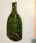 Green Art Glass Decorative Wine Bottle 12  Wall Decor With  Hang Loop