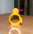 Rare Vintage Bakelite Penguin Napkin Ring Butterscotch Red Beak