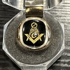 Rare Antique W Germany 14kt Gold Men s Master Mason Ring Onyx   Enamel Masonic