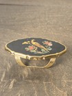 Stratton England Vintage Lipstick Tube Holder Pheasant   Floral Compact Mirror
