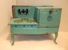 Vintage Toy Electric Stove Turquoise  4-burners  No Electric Cord