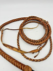 Vintage Leather Braided Horse Whip Cosplay Costume Brown Home Decor Euc