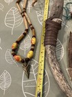 Flint Knapped  Stone Arrowhead Blade W  Antler Handle Knife 11    inch   Extra 