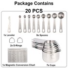 20pcs Stainless Steel Measuring Cups Spoons Silver For Kitchen Food Baking Tools
