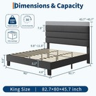 King Size Platform Bed Frame With Adjustable Headboard   Wooden Slats Support