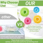 70 Pcs Bowl Covers  5 Size Plastic Food Covers With Elastic  Colors Bowl Reusabl