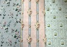 Vintage Wallpaper 1940-50 s Pink Blue Roses Floral 3 Yds  1 Yd Of Each Pattern 