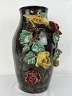 Antique Ceramic Chinese Pottery 15  Fuyuan Vase With 3d Figural Flowers   Birds
