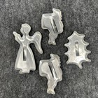 Vintage Metal Christmas Cookie Cutters 4pc Bundle Santa  2  Angel Holly
