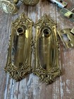 Two Vintage Brass Ornate Door Knob Sets Large Size With Plates