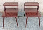 Pair Vintage Old Wood Formica Atomic Era Mid Century Modern End Table Nightstand