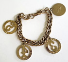 Vintage Mary Kay 4 Service Award Charm Gold Tone Bracelet 8  Safety Chain