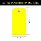 100 Pieces Plastic Shipping Tags With Reinforced Wire 2 36 X 4 7  Yellow 