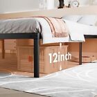 14 Inch Metal Platform Bed Frame King   Queen Size Sturdy Steel Slat Support