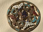 Large Antique Button French Enamel Cloisonne Handpainted  1  1 2    With Shank 