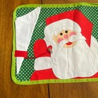 Wmg Christmas Placemats Applique Santa Fabric With Napkin   Real Bells 19 5 x13 