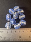 10 Glass Beads - Swirl Blue On Transparent - 18x12mm  b900 