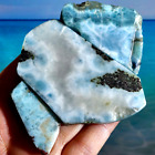 3pcs Lot Natural Rough Larimar  Dominican Republic          L76