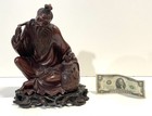 Vintage Or Antique Chinese Carved Wood Figure On Ornate Base